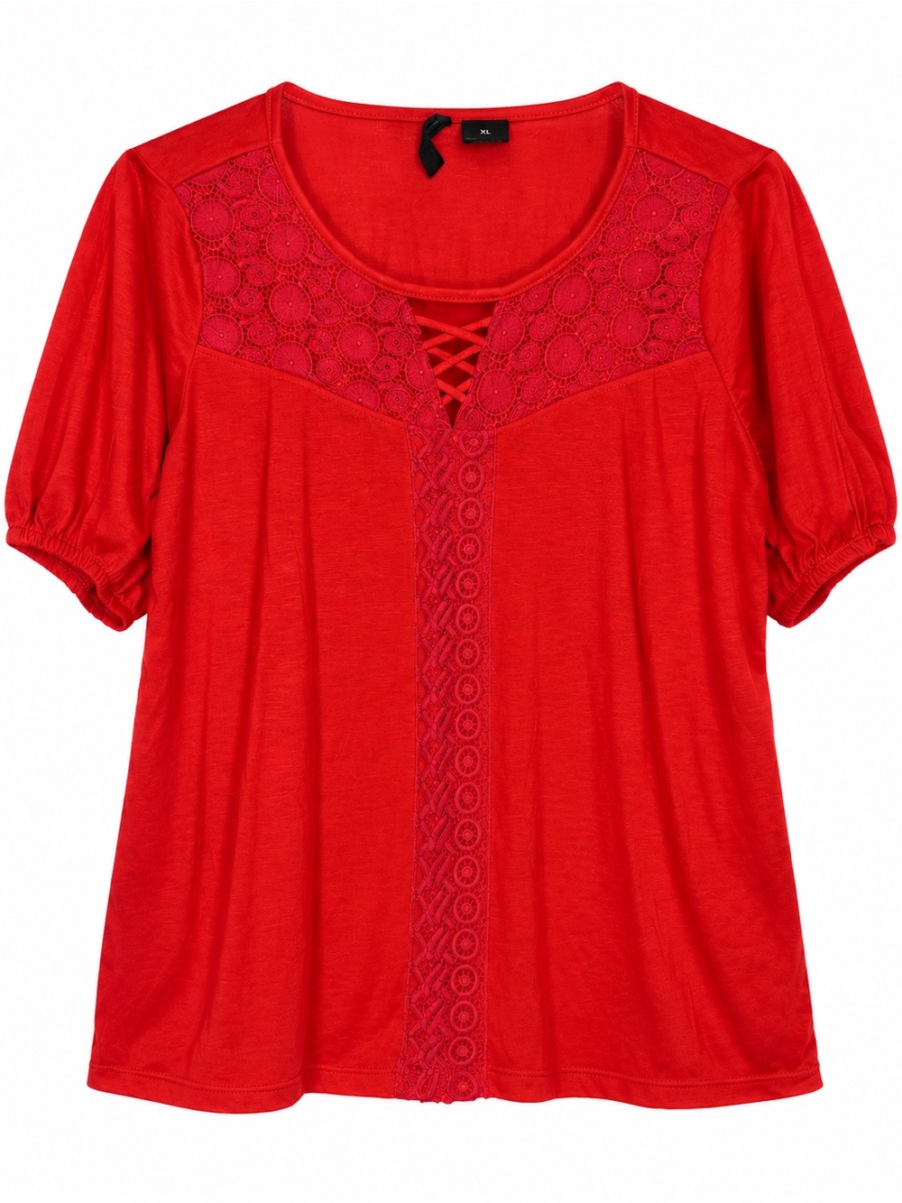New Directions XL Red Blouse Short Sleeve Sheer Lightweight Women’s Top